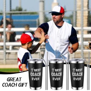 Didaey 3 Sets Coach Gifts Best Coach Ever, 20 oz with Whistle and Straws, Stainless Steel Travel Tumbler Coffee Mug Appreciation Thank You Gift Graduation Gift for Basketball Soccer Softball Coach