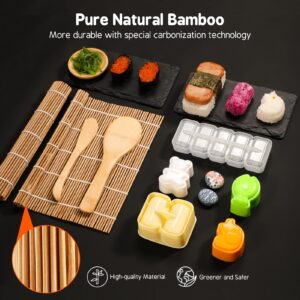 Delamu Sushi Making Kit 27 in 1 [Parent-Child] Sushi Kit, for Beginners/Pros Sushi Makers, with Bamboo Sushi Mats, Sushi Bazooka, Onigiri Mold, Rice Paddle, Sushi Knife, Guide Book & More