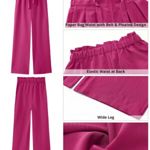 GRAPENT Trouser Pants for Women Womens Trouser Pants Hot Pink Outfits for Women Hot Pink Pants for Women Hot Pink Outfit Hot Pink Clothes Color Magenta Size S Small Size 4 Size 6