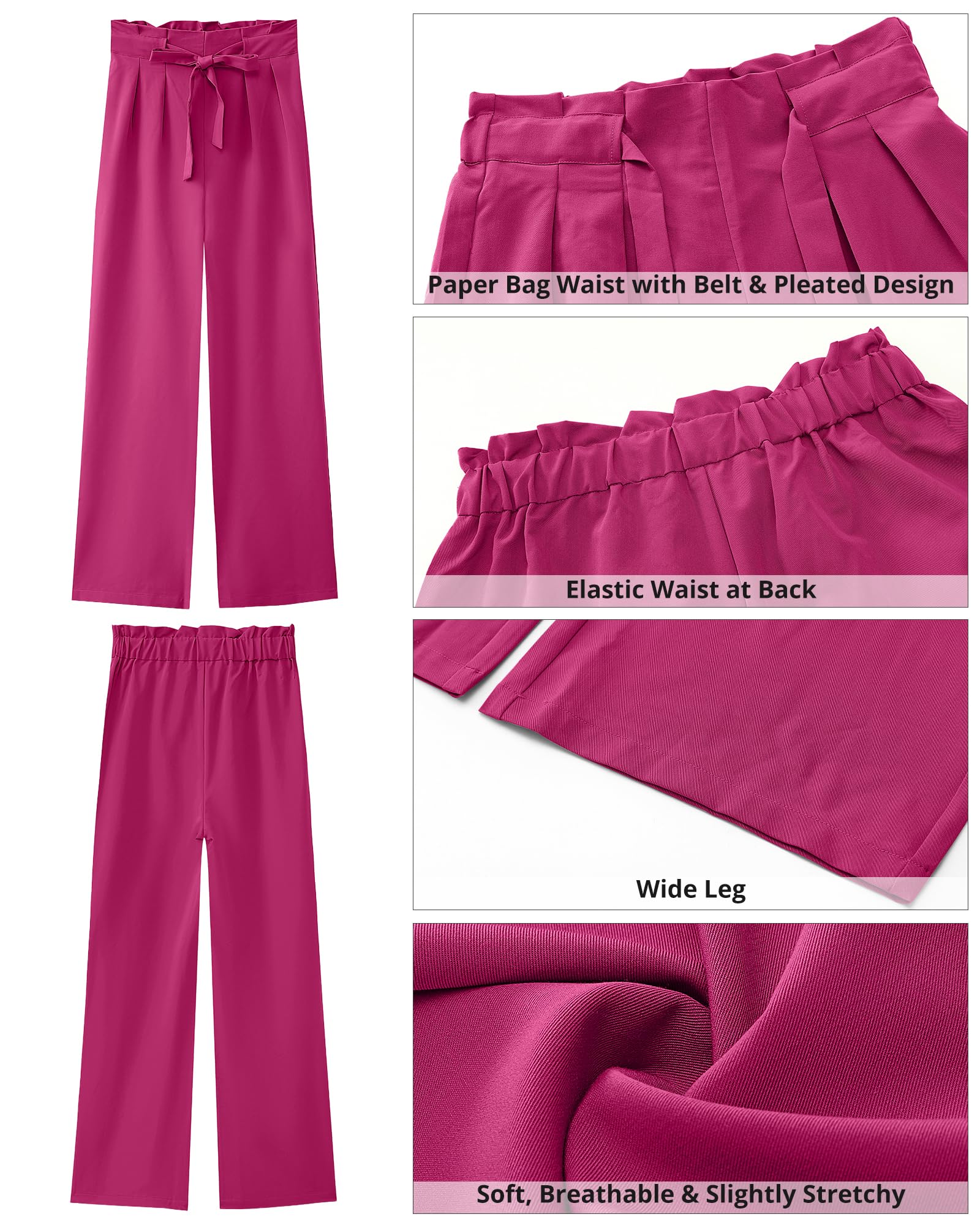 GRAPENT Trouser Pants for Women Womens Trouser Pants Hot Pink Outfits for Women Hot Pink Pants for Women Hot Pink Outfit Hot Pink Clothes Color Magenta Size S Small Size 4 Size 6