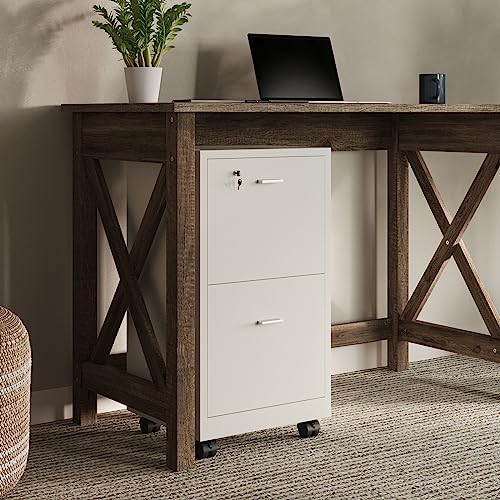 Lavish Home File Cabinet - 2-Drawer Cabinet with Lock and Deep Drawer Storage - Rolling Filing Cabinet for Under The Desk, Home, or Office (White)