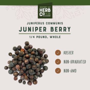 Monterey Bay Herb Co. Whole Juniper Berries | Add to Soups, Braised Meats & Game (1/4 Pound)