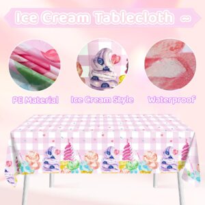 Winrayk Ice Cream Party Decorations Birthday Supplies for Girls, Pastel Ice Cream Balloons Garland Arch Kit Backdrop Tablecloth Candy Long Strip Balloon, Two Sweet Ice Cream Birthday Party Decorations