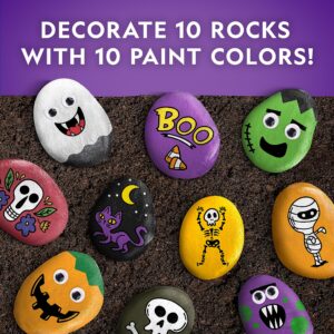 NATIONAL GEOGRAPHIC Creepy Creatures Rock Painting Kit - Halloween Arts & Crafts Kit for Kids, Decorate 10 River Rocks with 10 Paint Colors & More Spooky Art Supplies, Halloween Kids Toys