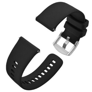 anbeer silicone watch band 16mm quick release rubber watch straps for men women,silver stainless steel buckle