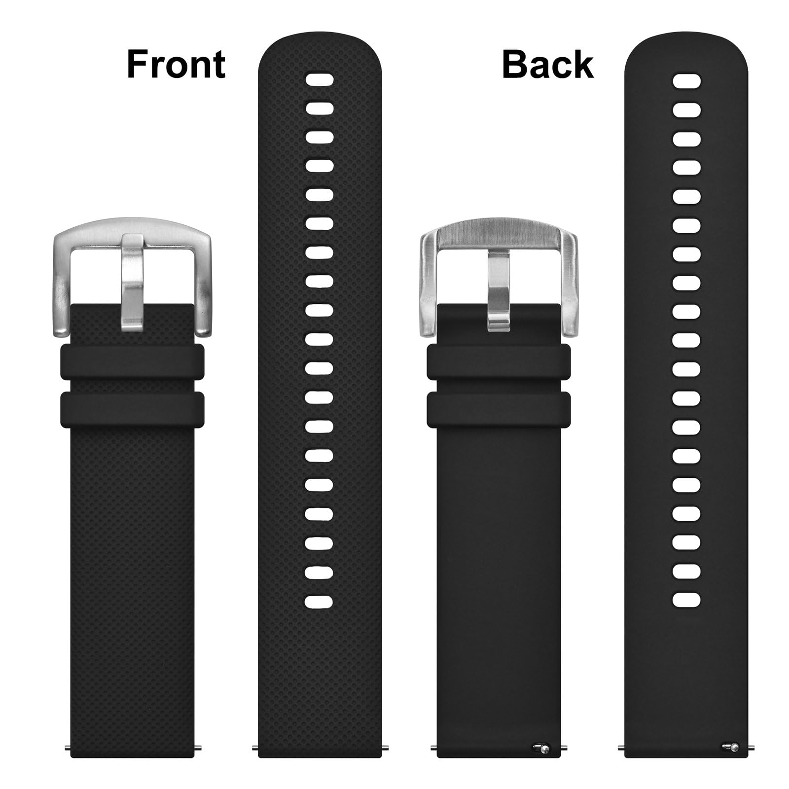 Anbeer Silicone Watch Band 16mm Quick Release Rubber Watch Straps for Men Women,Silver Stainless Steel Buckle