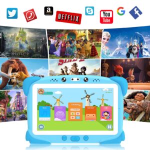 Kids Tablet 7IN Toddler Tablet for Kids, 32GB Tablet for Kids Toddler with Shockproof Case, Bluetooth, WiFi, Google, Netflix, YouTube, Parental Control, Kids App Pre-Installed (Blue)