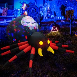 Giant 6.0 FT Halloween Inflatable Red Spider with Swirling and Magic Lights, Outdoor Yard Garden Decorations Clearance for Holiday/Party, Blow Up Decor with Built-in Lighting (6.0FT)