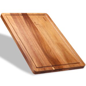 Extra Large Wood Cutting Boards, 20 x 15 Inch Acacia Wooden Cutting Board for Kitchen,Winnsty Wood Chopping Board with Juice Groove and Handles Heavy Duty Charcuterie Board (X-Large)