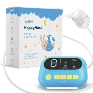 the ‘happynose’ nasal aspirator with 3x greater suction for newborn infant baby toddler kids & adults - rechargeable snot booger mucus vacuum device - nose sucker machine