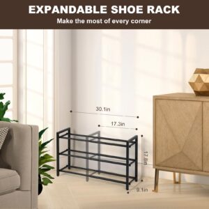 SALADAYS 3-Tier Expandable Shoe Rack, Adjustable Shoe Storage Shelf Organizer, Sturdy and Durable Metal Structure Free Standing Shoe Rack for Closet Entryway Doorway(Black)