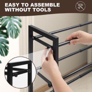 SALADAYS 3-Tier Expandable Shoe Rack, Adjustable Shoe Storage Shelf Organizer, Sturdy and Durable Metal Structure Free Standing Shoe Rack for Closet Entryway Doorway(Black)