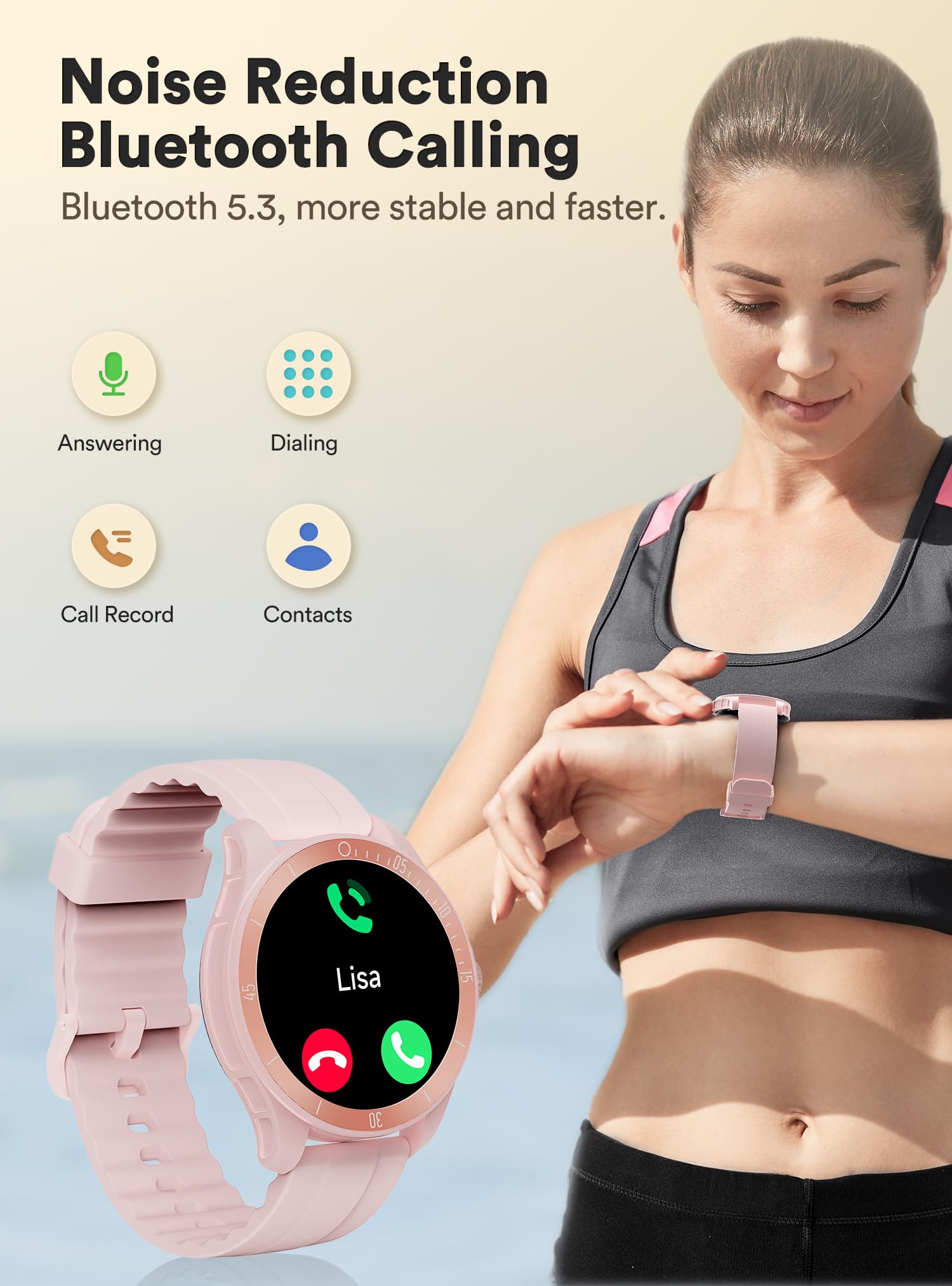 Quican Fitness Smart Watch for Women, iOS Android Compatible Bluetooth Watch, Activity Tracker with Heart Rate/Sleep Monitor/Calorie Counter, Reloj Inteligente Support 100 Sports, IP68 Waterproof