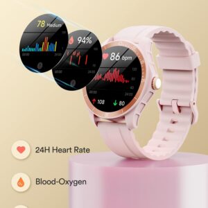 Quican Fitness Smart Watch for Women, iOS Android Compatible Bluetooth Watch, Activity Tracker with Heart Rate/Sleep Monitor/Calorie Counter, Reloj Inteligente Support 100 Sports, IP68 Waterproof