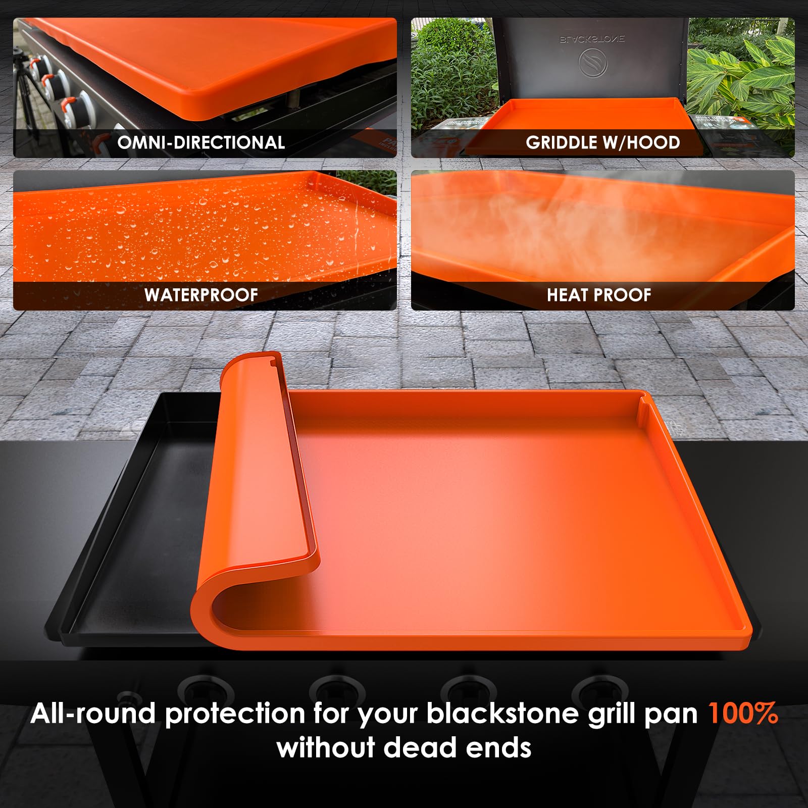 Upgraded Silicone Griddle Cover Mat Full-edge for Grill 36" Blackstone, Top Edges,Heavy Duty Food Grade Blackstone Accessories Reusable&Durable,Protect from Rust,Insects & Leaves