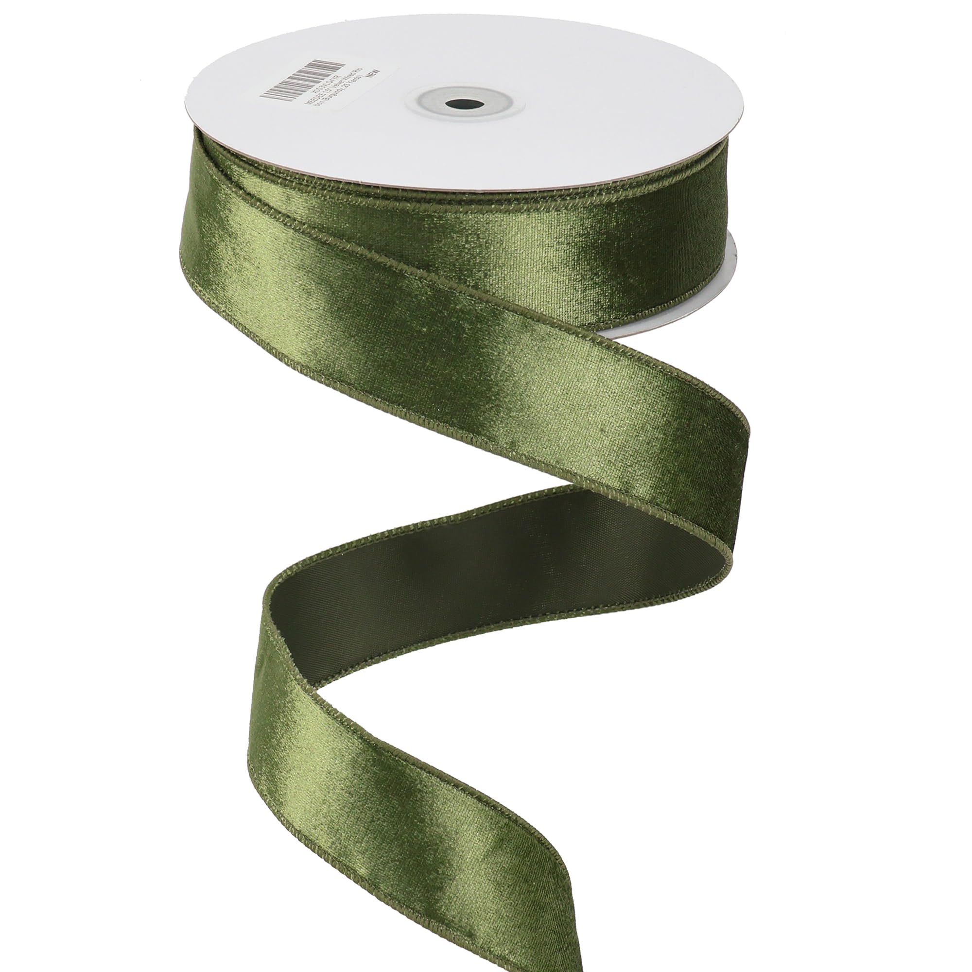 MEEDEE Moss Green Velvet Ribbon 1.5 Inch Green Velvet Wired Ribbon 25 Yards Crushed Velvet Ribbon Spool Velvet Christmas Ribbon Moss Green Ribbon for Christmas Tree, Wreaths Supplies, Christmas Bows