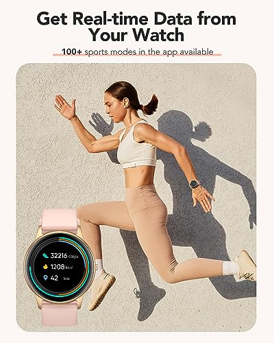 AGPTEK Smart Watch for Women(Answer/Make Calls) - Smartwatch for Android iOS Phones with Heart Rate Sleep Monitor Step Counter, Fitness Tracker Watch with 100+ Sports Modes, Pink