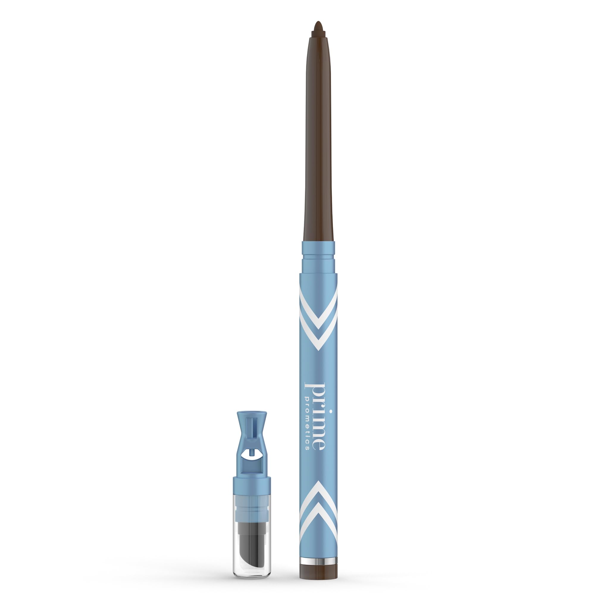 PRIME PROMETICS PrimeEyes Glide Eyeliner for Mature Women – Water-Resistant, Long-Stay and Mess-Proof – Gel Cream Texture, Discreet Sharpener and Effective Smudger (Wood (brown))