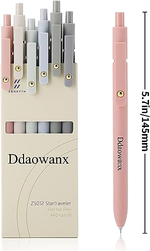 Ddaowanx Gel Pens, 6 Pcs 0.5mm Quick Dry Black Ink Pens Fine Point Smooth Writing Pens, Cute Office School Supplies Gifts for Women