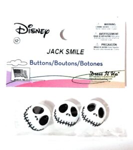 disney's nightmare before christmas jack skellington buttons by dress it up buttons and embellishments - 3 pieces - jack smile