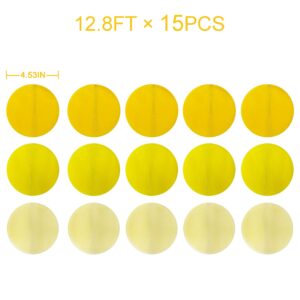 192Ft Yellow Party Decorations Ombre Yellow White Big Polka Dots Backdrop Streamer Gradient Yellow Tissue Paper Circle Dot Hanging Garland for Lemon Bee Sunflower Birthday Baby Shower Party Supplies