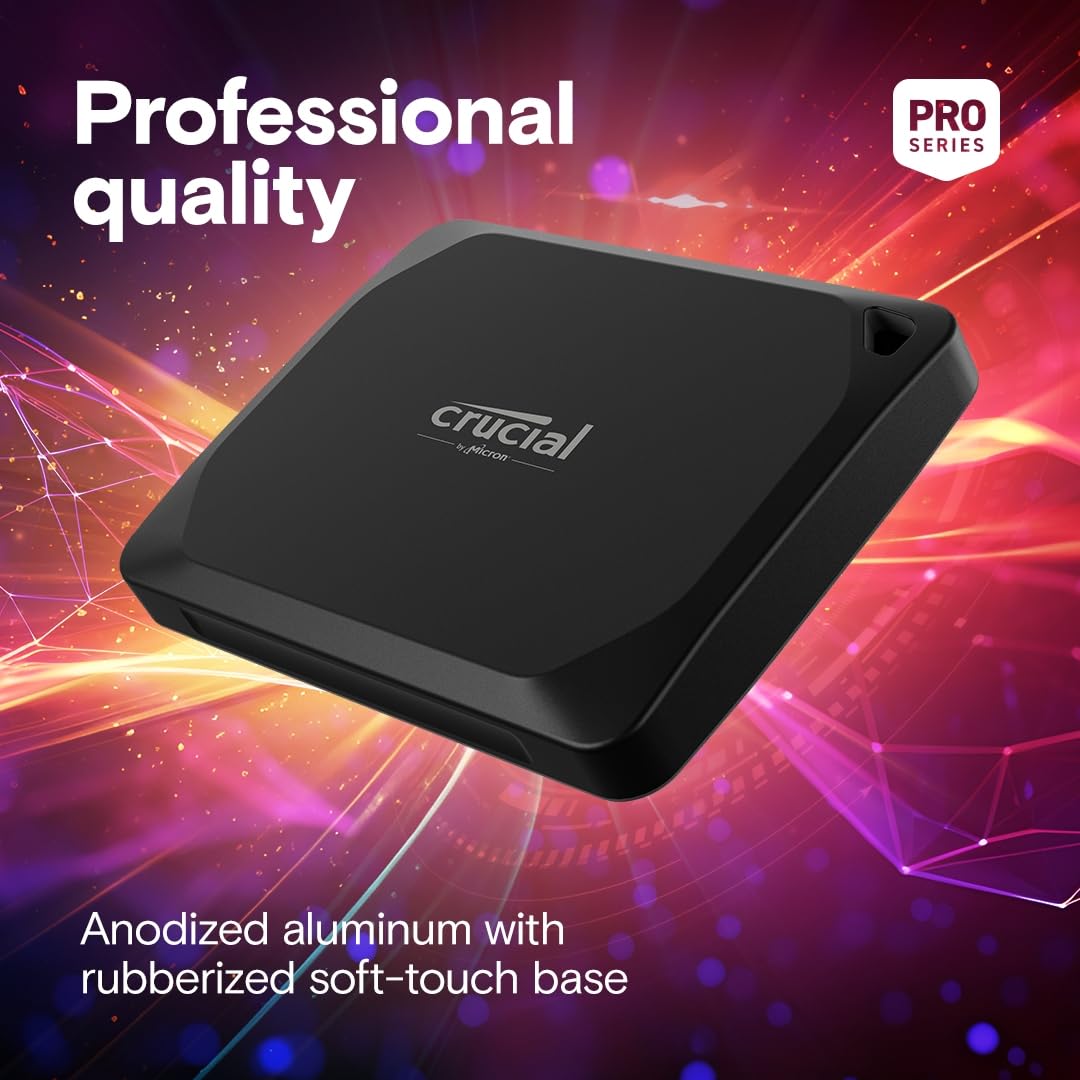 Crucial X10 Pro 4TB Portable SSD - Up to 2100MB/s Read, 2000MB/s Write - Water and dust Resistant, PC and Mac, with Mylio Photos+ Offer - USB 3.2 External Solid State Drive - CT4000X10PROSSD902