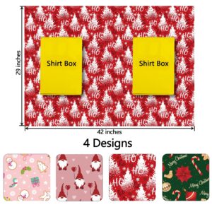 GIOLAINY Christmas Wrapping Paper for Kids Boys Girls Baby Men Women - Xmas Gift Wrap Contain Red Trees, Pink Santa, Snowflakes, Green "Merry Christmas" with Holly Design - 6 Sheets (29*42 Inch per