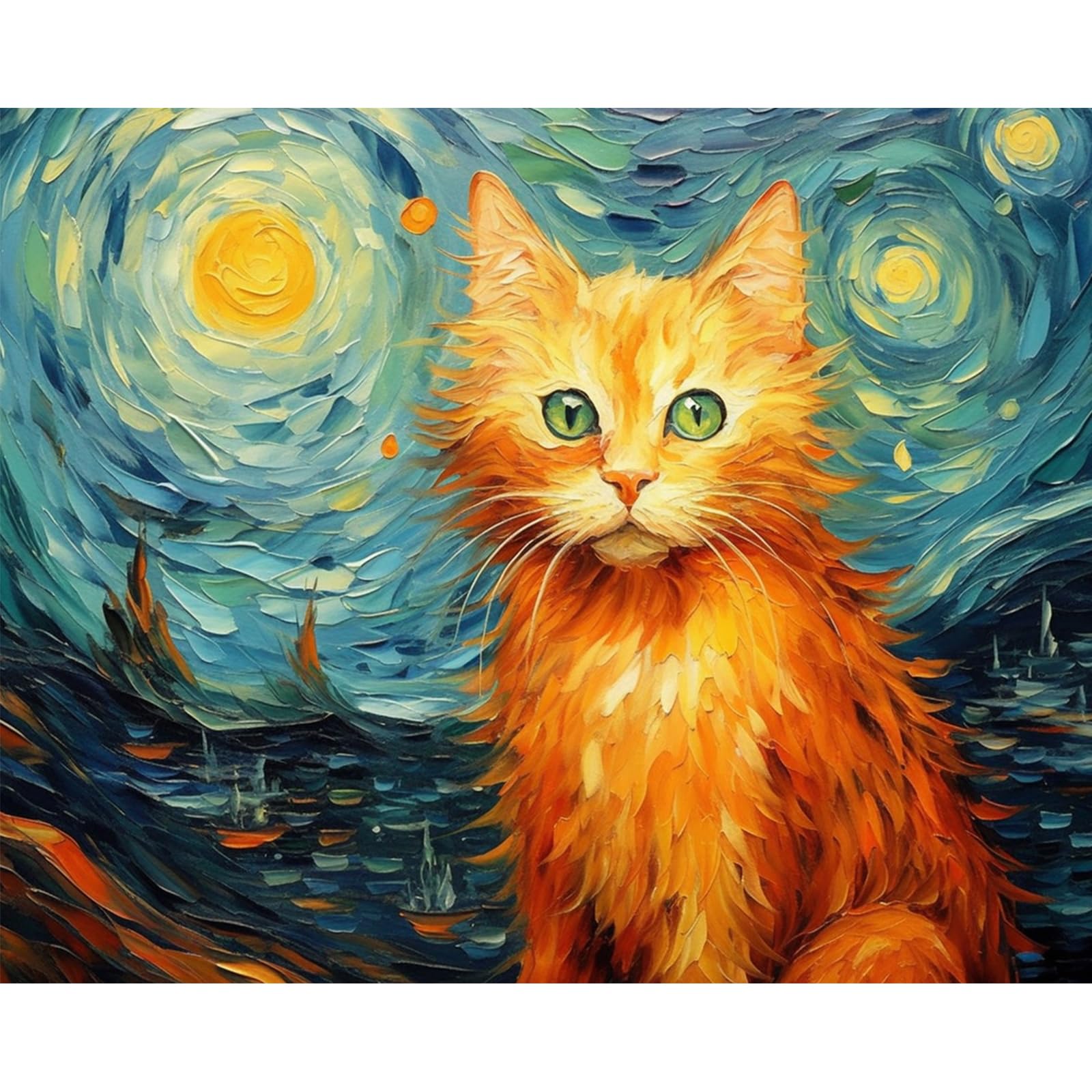 Tucocoo Cat Paint by Number for Adults, DIY Digital Oil Painting Kits on Canvas with Brushes and Acrylic Pigment, Abstract Cute Animal Hand-Painted Style for Home Wall Decor 16x20 inches (Frameless)