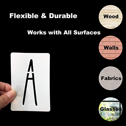 7 Inch Alphabet Letter Stencils for Painting - 70 Pack Letter and Number Stencil Templates with Signs for Painting on Wood, Reusable Skinny Letters Stencils for Chalkboard Wood Signs & Wall Art