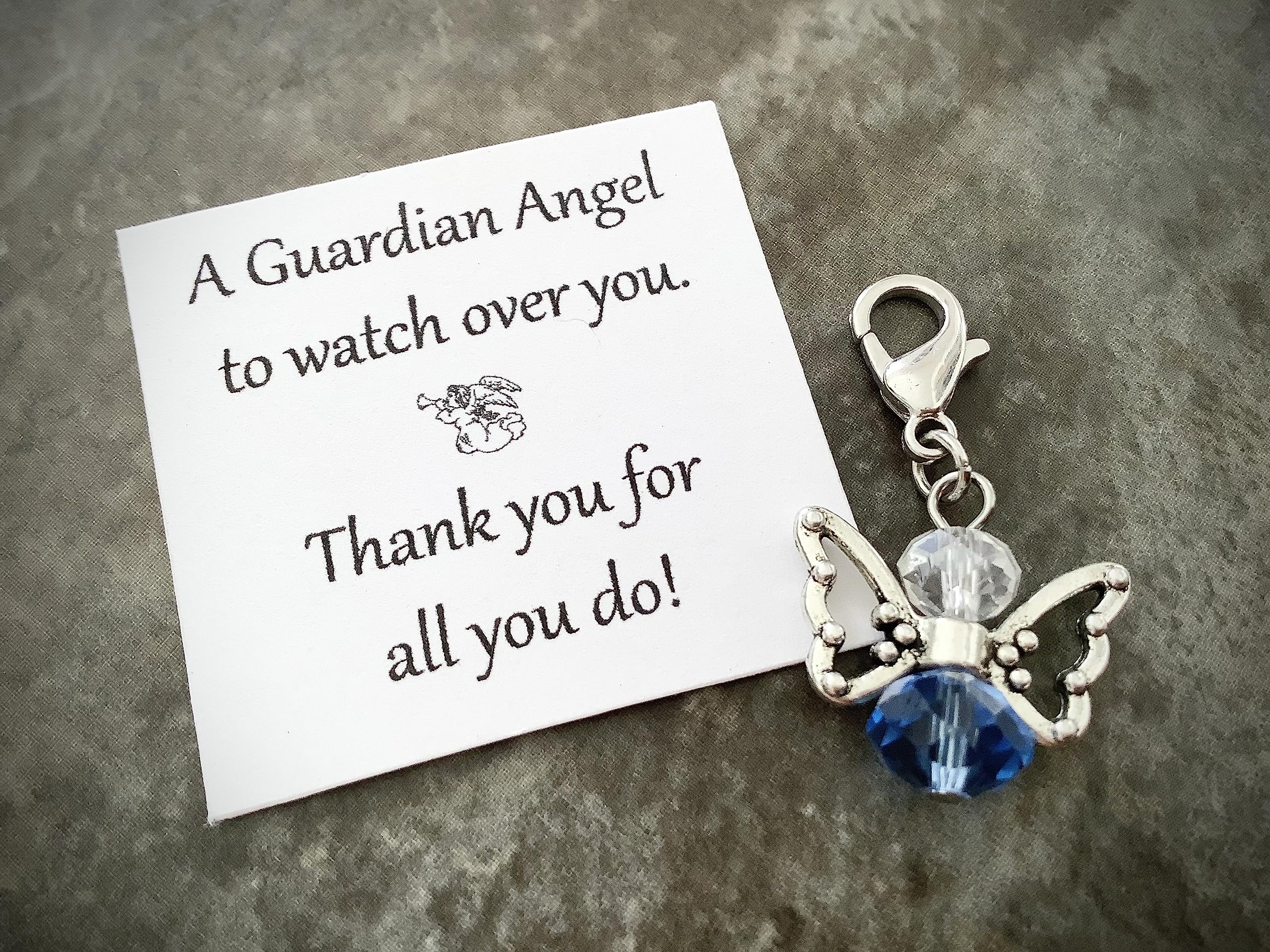 Angel charm, thank you gift, blue Angel token appreciation bouquet charm, appreciation gift, butterfly Angel, planner charm, stitch keeper, purse charm, Keychain charm, badge charm, clip on charm