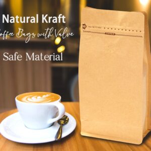 IN SAFE PACK 50 PCS Resealable Coffee Bags with Valve (1lb, 16oz) - Kraft Coffee Pouches with One-way Degassing Valve for Coffee Bean…