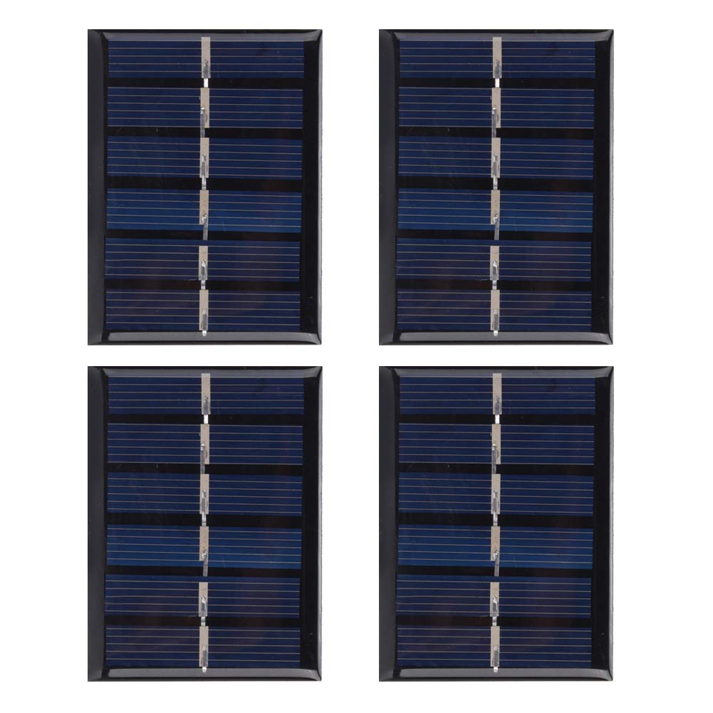 4Pcs 3V 0.3W Polycrystalline Silicon DIY Safety Solar Power Charging Panel with Cable 65x48mm