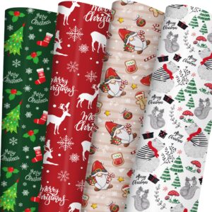 SaringSwoon Christmas Wrapping Paper for Boys Girls Kids Adults - Xmas Gift Wrap With Gnome, Reindeer, Polar Bear, Merry Christmas on Green and Red - 43×29 Inches, 6 Folded Sheets, Recyclable