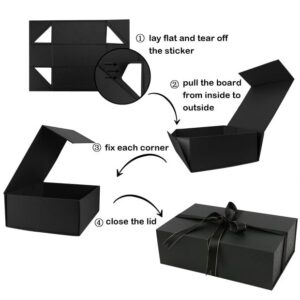 YINUOYOUJIA Large Gift Box14x9x4.5 Inch,Black Gift Box with Magnetic Closure Lid,Ribbon and Card,Present Box for Birthady,Valentine's Day,Mother's Day,Christmas,Box DIY,Anniversary