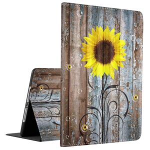 case for ipad 9th / 8th / 7th generation (2021/2020/2019) 10.2 inch/ipad air 10.5" 2019 / ipad pro 10.5", leather smart cover with auto wake/sleep, rustic sunflower