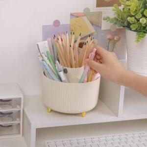 SKYDUE 360 Degree Rotating Desk Organizer, Dual-Purpose Pencil Pen Holder for Desk, Rotating Desk Pen Organizer with 5 Slots, Art Supply, Pencil Cup for Office, School, Home