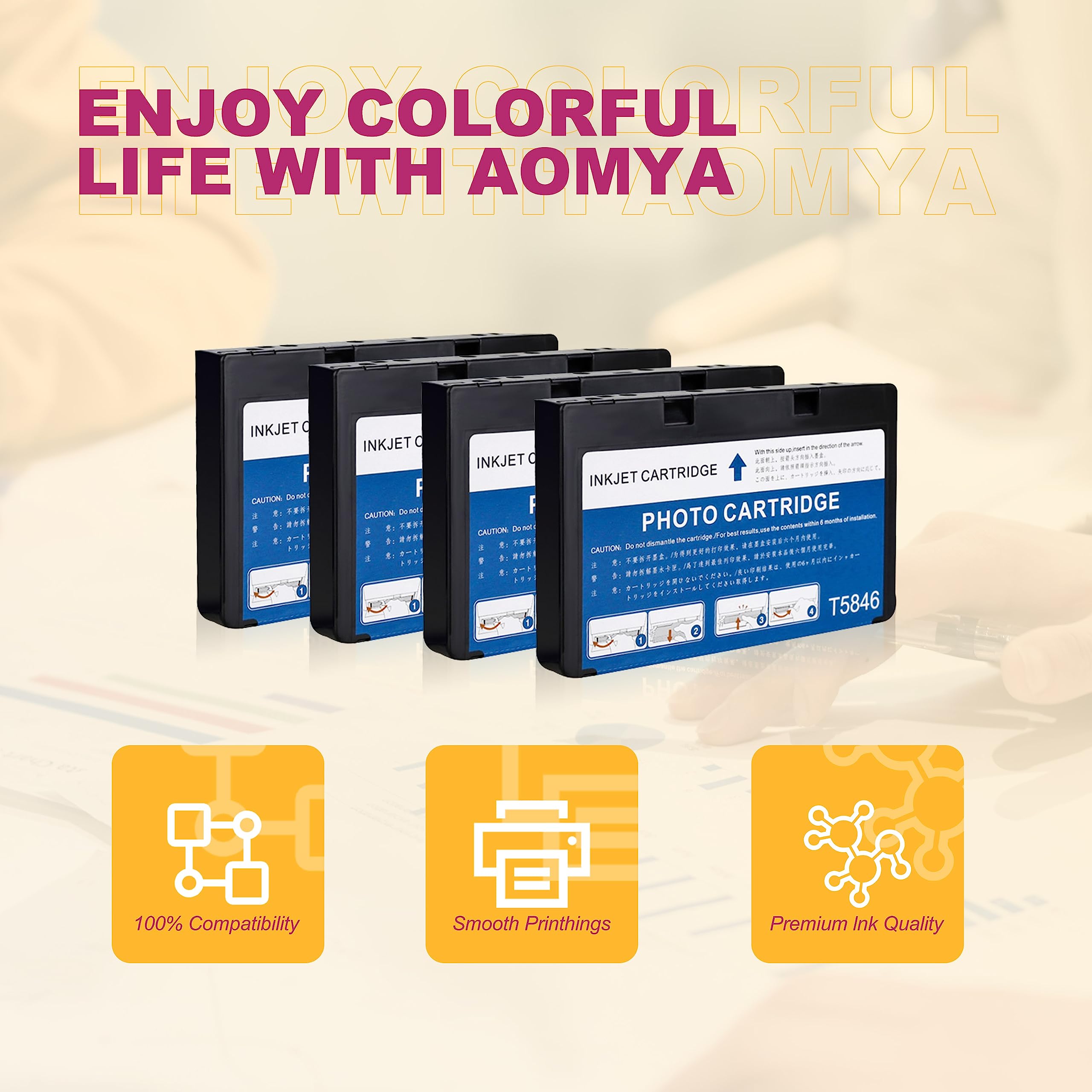 Aomya T5846 Compatible Ink Cartridge,Work with PictureMate PM 225,PM 260,Flash PM 280, Pal PM 200, Show PM 300, Snap PM 240 and PM 290 Printer (1)…