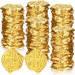 hanaive 50 pcs metal pirate coins spanish doubloon replicas pirate treasure metal tokens fake play coins for kids board games pirate party cosplay (gold)