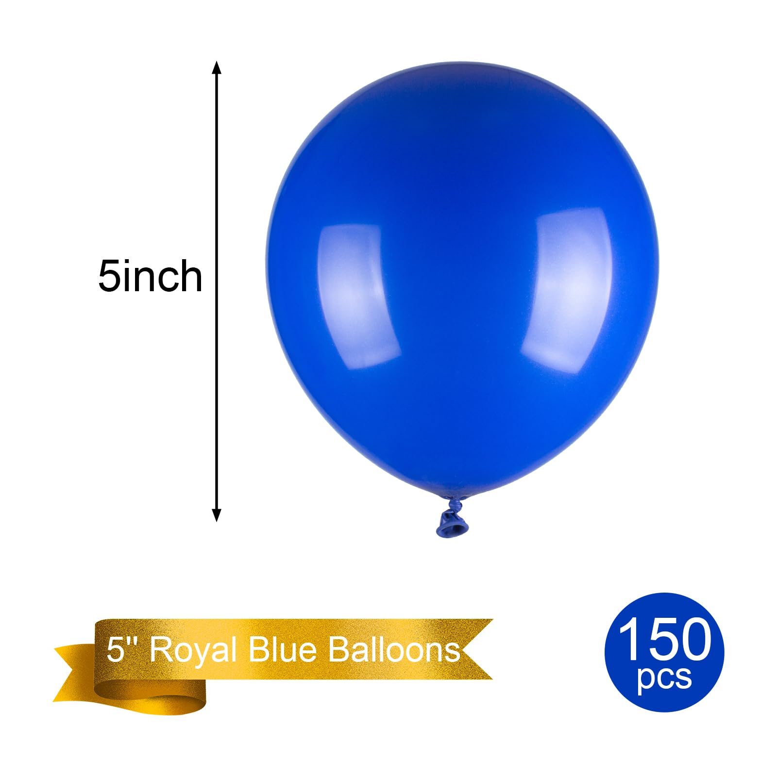 Royal Blue Balloons,150pcs 5inch Dark Blue Latex Balloons for Balloon Garland Arch Party Decorations, Like Birthday, Wedding, Baby Shower, Gender Reveal Decoration(2 Ribbons)