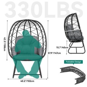 YITAHOME Egg Chair with Stand Outdoor Indoor Egg Lounge Chair with Cushion Wicker Chair PE Rattan Chair Included for Patio, Garden, Backyard, Porch, Gray