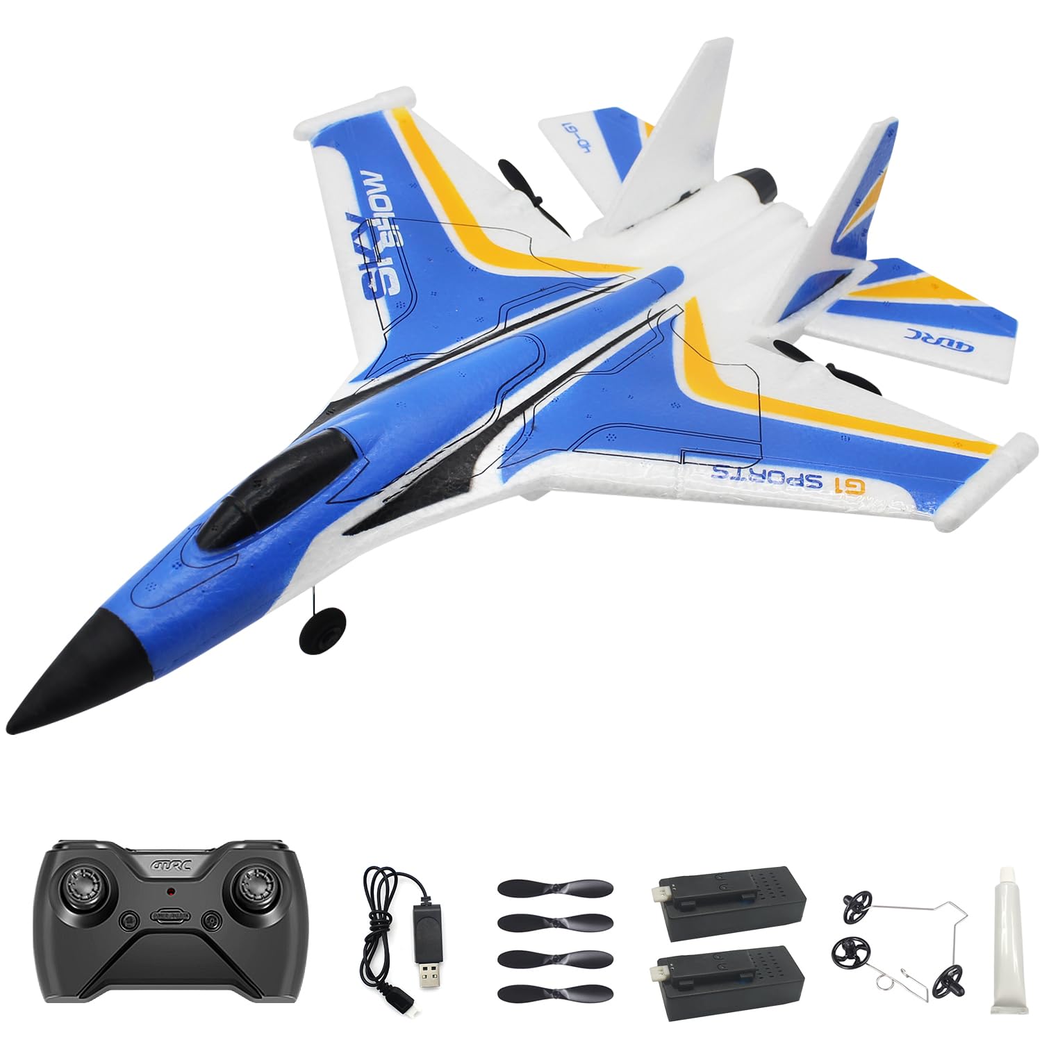 Fistone RC Plane, Remote Control Airplanes, 2.4 Ghz RC Glider with Dual-Motor and LED Lights, F-22 Raptor Fighter Jet with Smart Gyroscope System, Easy to Fly RC Fighter for Beginner Kids Adults