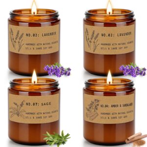 aromatherapy candles for home scented, candle gift set for stress relief | meditation | yoga | spa | relaxing, amber jar candles for women, birthday, valentine, anniversary, 7.1 oz - pack of 4
