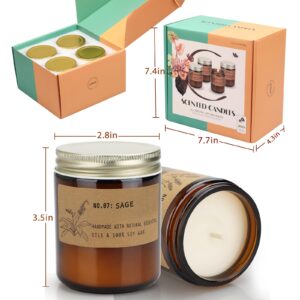 Aromatherapy Candles for Home Scented, Candle Gift Set for Stress Relief | Meditation | Yoga | SPA | Relaxing, Amber Jar Candles for Women, Birthday, Valentine, Anniversary, 7.1 oz - Pack of 4