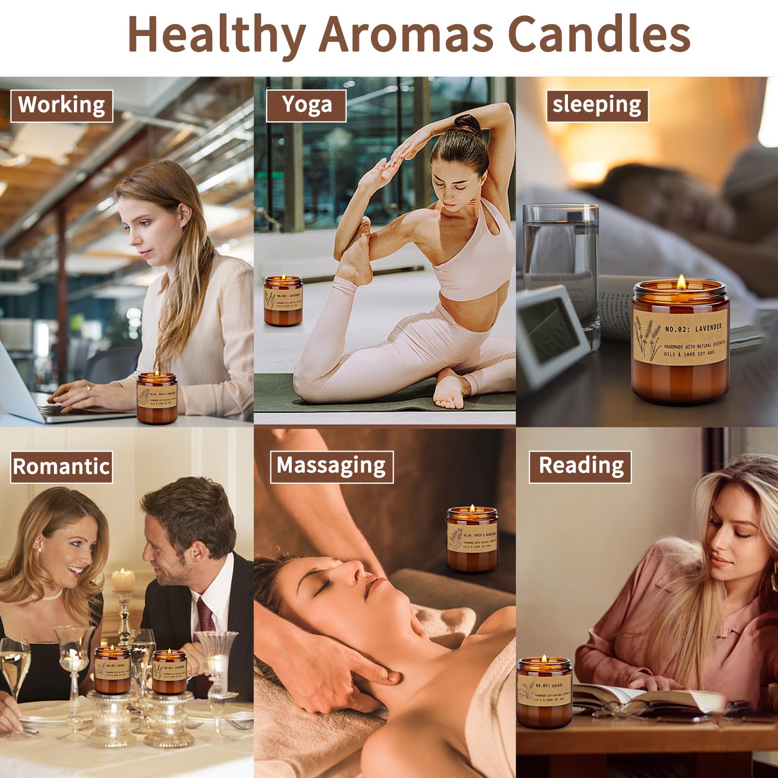 Aromatherapy Candles for Home Scented, Candle Gift Set for Stress Relief | Meditation | Yoga | SPA | Relaxing, Amber Jar Candles for Women, Birthday, Valentine, Anniversary, 7.1 oz - Pack of 4