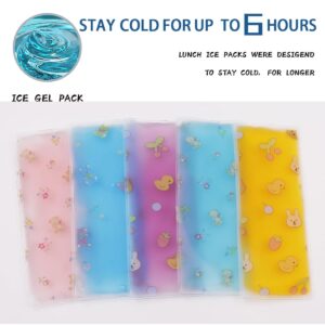 5 Pcs Ice Pack for Lunch Bags, Lunch Ice Pack- Reusable Ice Packs for Cooler and Lunch Box - Long Lasting, Lightweight, Soft Gel Ice Packs for Camping, Beach Bags, Picnics, Injuries