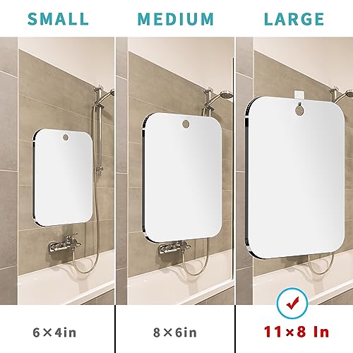 Shatterproof shower mirror fogless for shaving mirror (Larger,11"x8") Small Wall Hanging Camp Vanity Mirror,Unbreakable Plexiglass Makeup travel camping mirrors,men fog free handheld,Outdoor Showers