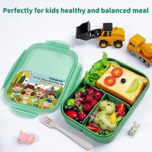 Itopor® Lunch Box,Ideal Leak-Proof Bento Box for Kids & Adults,Natural Wheat Fiber Material,Mom's Top Choice,Kids Lunch Box No BPA & Dyes,Portable & Durable Lunch Container for Family(Green)