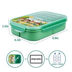 Itopor® Lunch Box,Ideal Leak-Proof Bento Box for Kids & Adults,Natural Wheat Fiber Material,Mom's Top Choice,Kids Lunch Box No BPA & Dyes,Portable & Durable Lunch Container for Family(Green)