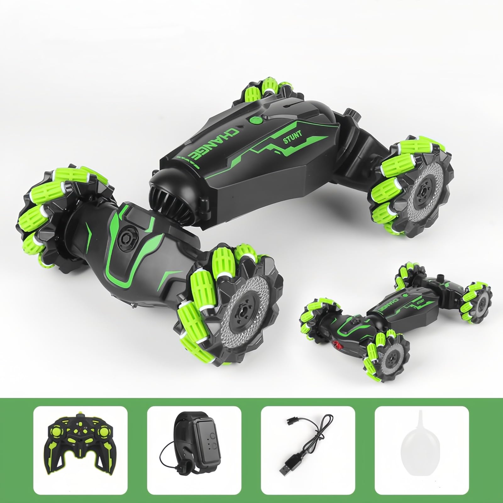 LOOZIX Upgraded Hand Gesture Sensing RC Stunt Car with Lights Music, Spray Fog Gesture RC Car Remote Controll Transformed Car 360° Spins All Terrains Monster Truck for Boys