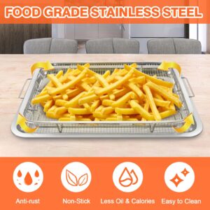 Air Fryer Basket for Oven Stainless Steel, 15 x 11 Inch Air Fryer Accessories Oven Rack and Crisper Tray, 2 Piece Nonstick Bacon Cooker Broiler Pan for Oven, Bakeware Sets Oven Rack set